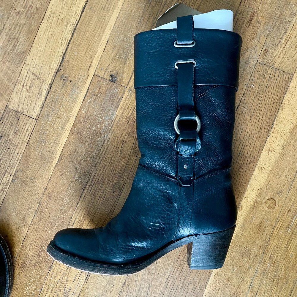 Frye Jane Tall Boots Black Size 7 Style 77461 Made in Mexico with Box